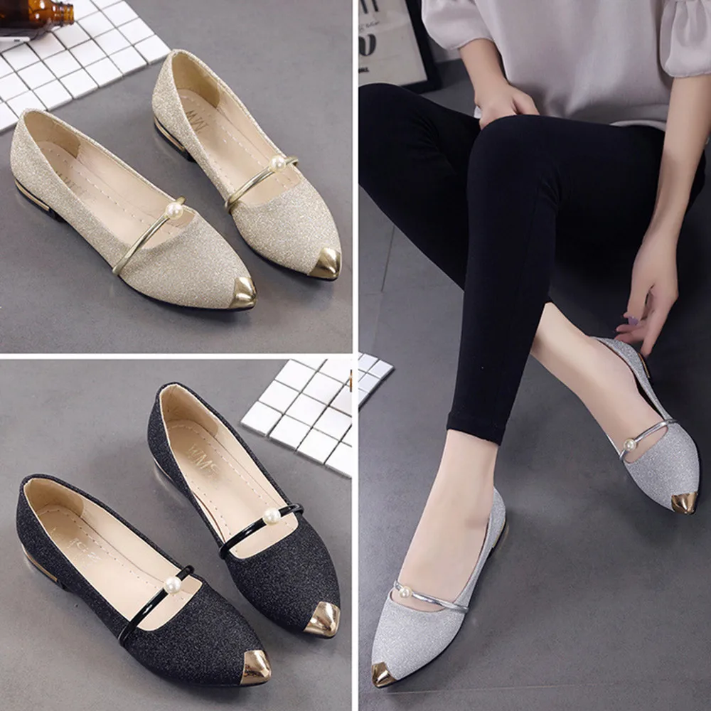 

SAGACE Women Pointed Toe Ladise Shoes Casual Low Heel Flat Shoes Slip On Flat Walking Women Spring Summer Comfortable Shoes #45