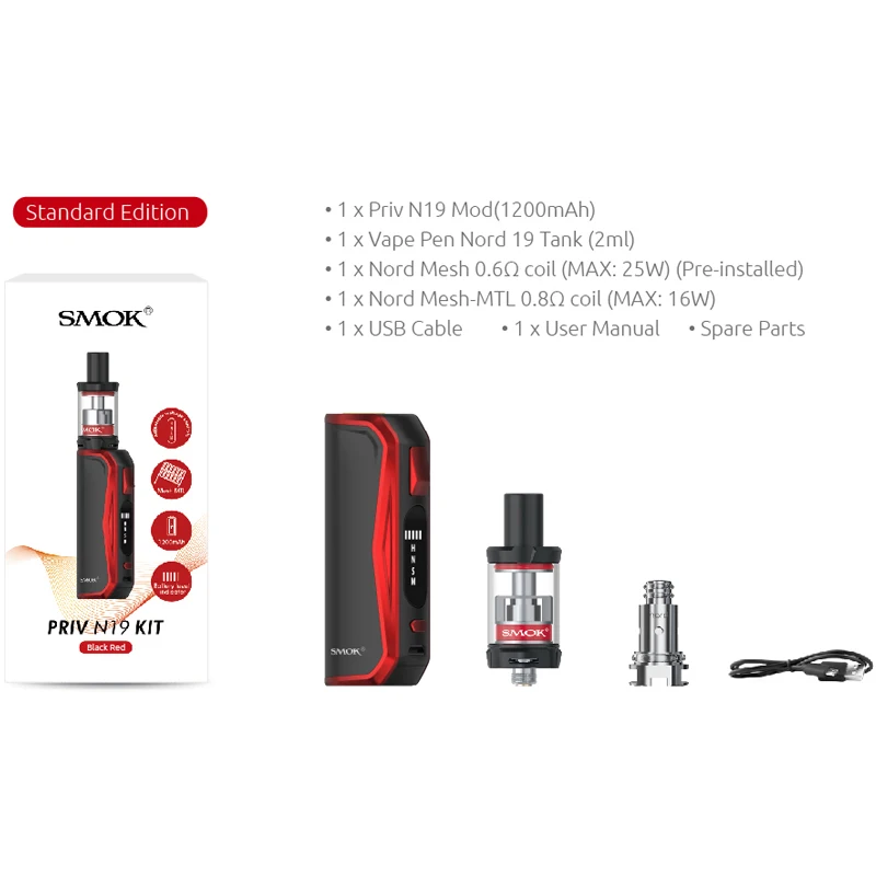 Набор для вейпа SMOK Priv N19 1200 мАч M/S/N/H 30 Вт|Системы нагревания табака и электронные