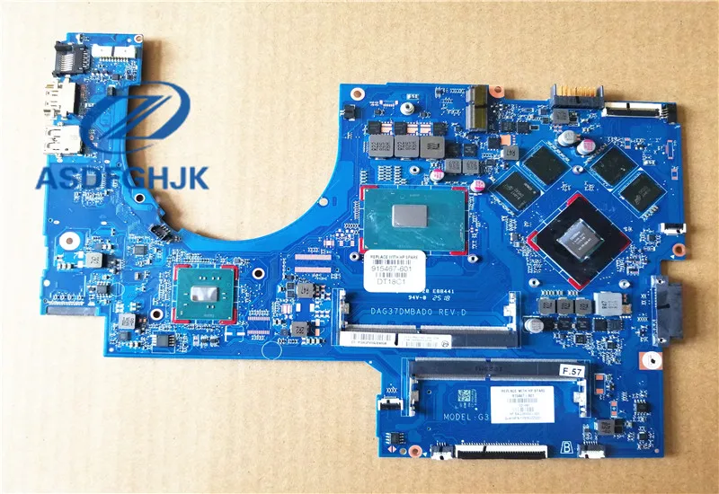 

FOR HP 17-AB 17-W Laptop Motherboard 915550-601 915550-501 GTX1050 4 gb i7-7700HQ DAG37DMBAD0 100%Test OK