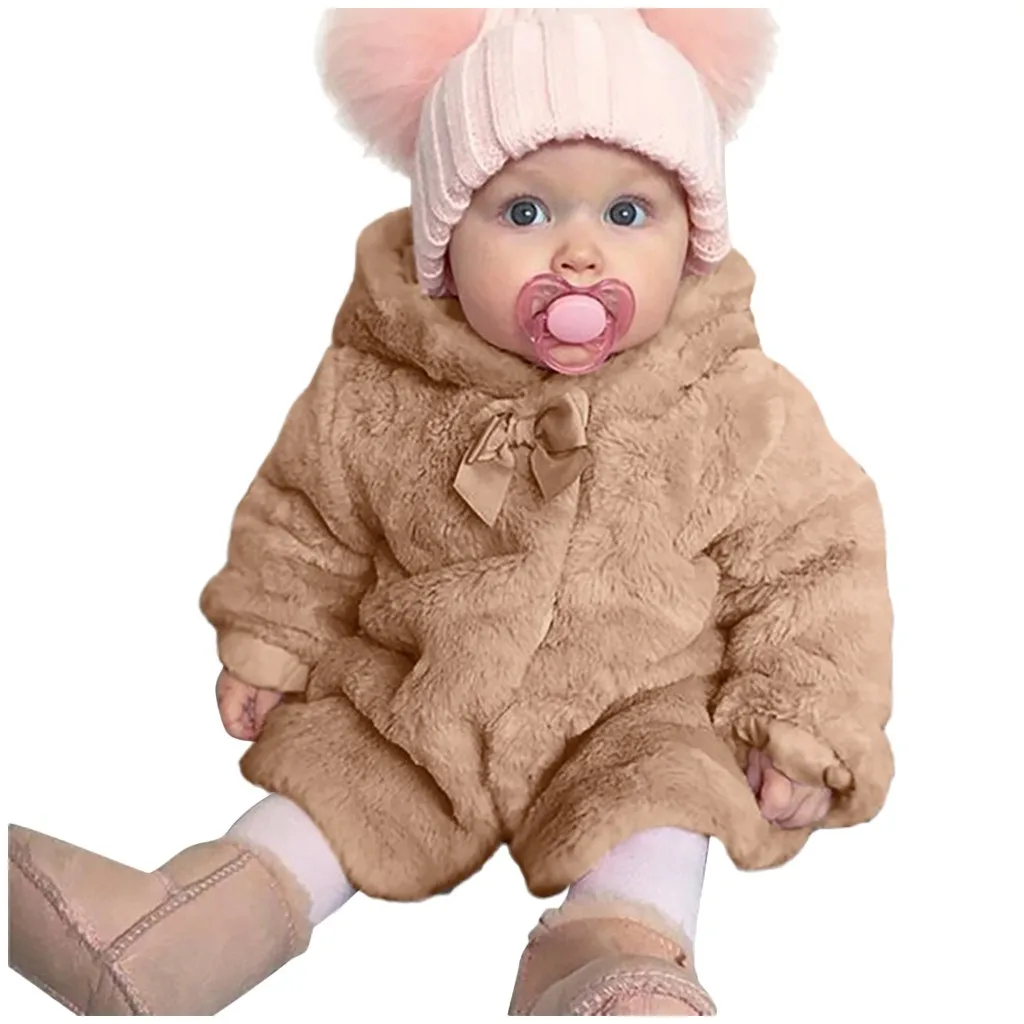 Kids Baby Girls Wool Coat Winter Warm Hooded Fur Fuzzy Coat Jacket Cute Cardigan Outerwear Support Whoesale#es1