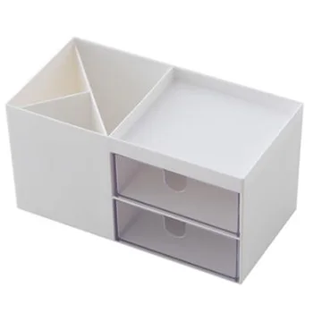 

Nordic Style Multifunctional Plastic Pen Holder Desk Organizer Cosmetic Storage Box Desktop Drawer Storage Organizer Sundries, W