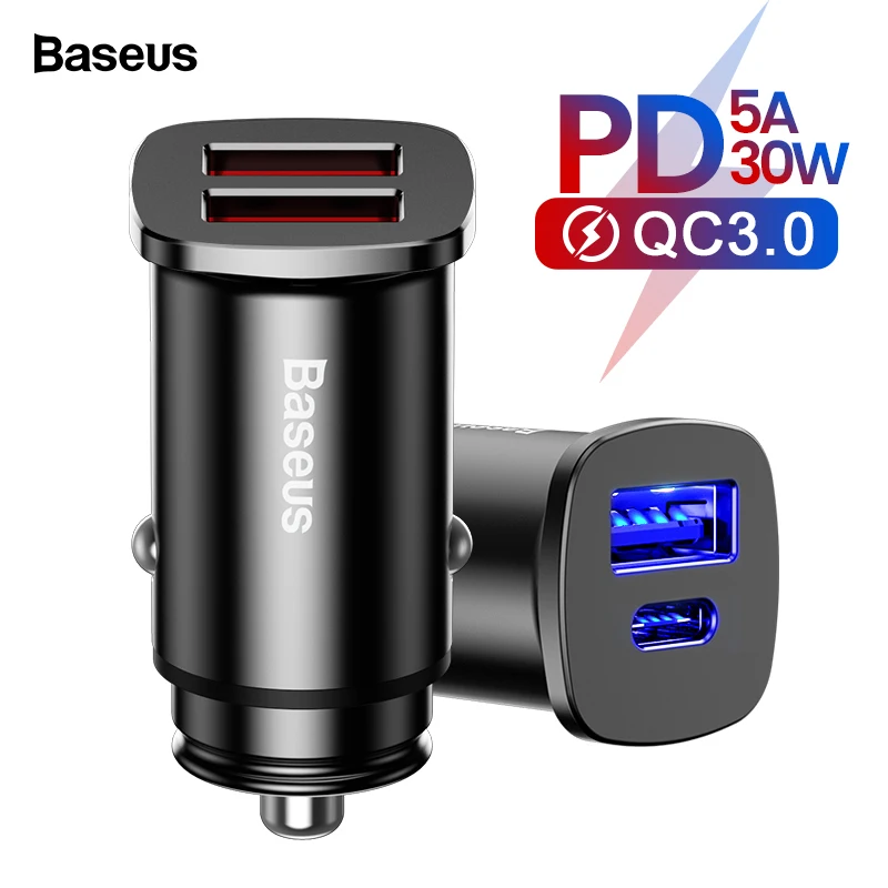 Baseus 30 Вт автомобильное USB зарядное устройство Быстрая зарядка 4,0 3,0 зарядное устройство для мобильного телефона быстрое AFC SCP USB C PD быстрое автомобильное зарядное устройство для samsung huawei