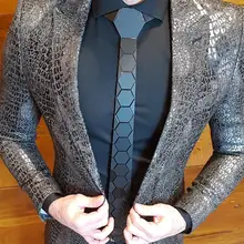 Стильный матовый черный галстук-шестиугольник, мужские Узкие галстуки, шелковые галстуки для свадебной вечеринки, бизнес-подарок, универсальные модные аксессуары, набор носовой платок