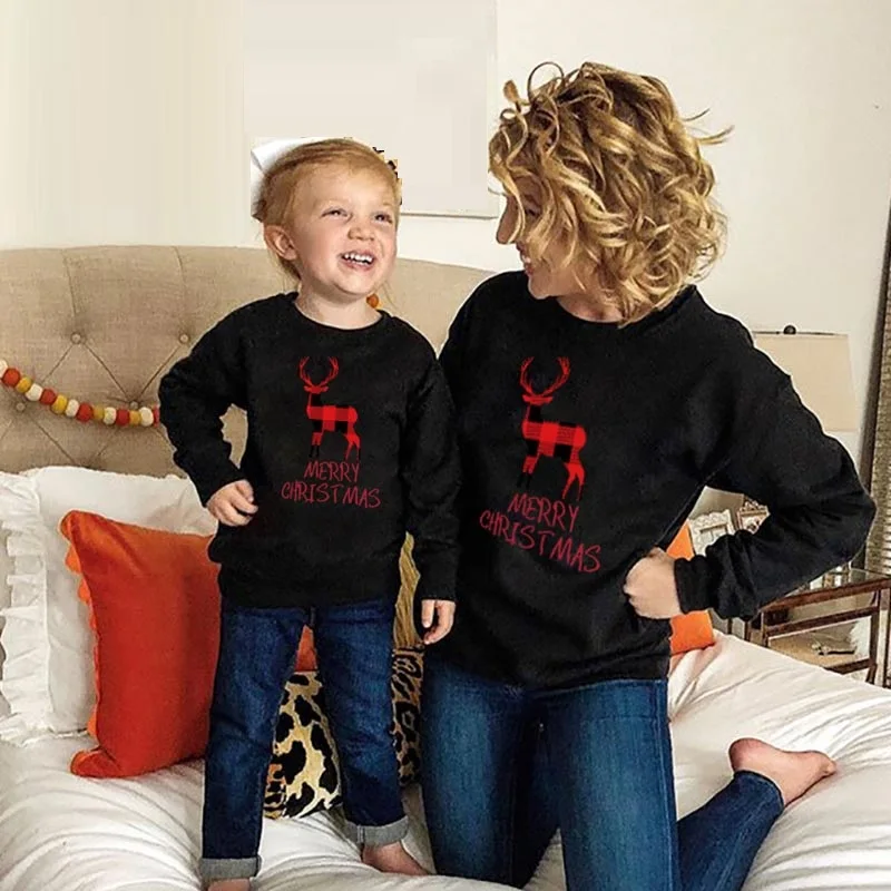 

Christmas Deer Mother Daughter Tops Family Matching Outfits Look Mommy and Me Clothes Mom Baby Boys & Girls Autumn Sweatshirts