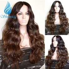 SHD 13x6 парик на кружеве волнистые человеческие волосы парик Омбре коричневого цвета бразильские волосы remy отбеленные узлы предварительно выщипанные