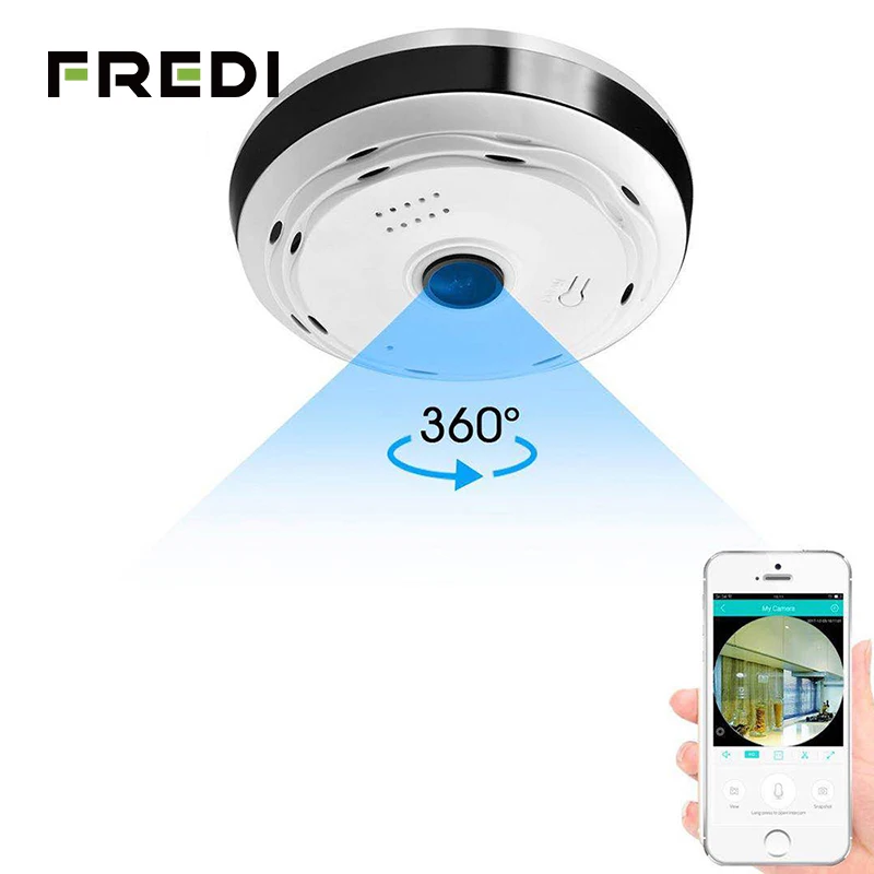 Tanie FREDI kamera IP fisheye WiFi 960P HD 1.3MP 360 stopni panoramiczny bezprzewodowy bezpieczeństwo w domu kamera telewizji przemysłowej IR Night Vision kamera IP