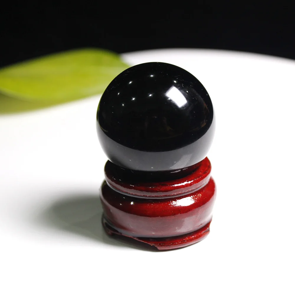 Runyangshi 25-35 мм натуральный черный обсидиан хрустальный шар Целебный Камень с подставкой Держатель для стакана украшения праздничные подарки