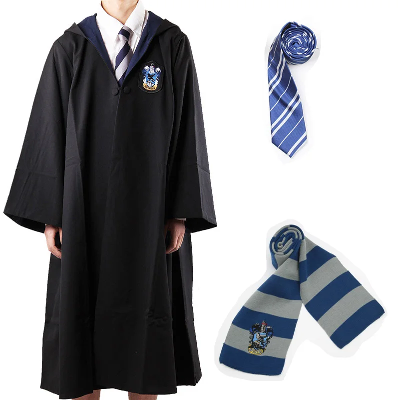 Ravenclaw-B Хогвартс Поттер халат Hufflepuff Ravenclaw Гриффиндор Слизерин Поттер костюмы накидка плащ галстук шарф Гермиона Рождественский подарок - Цвет: Ravenclaw-B