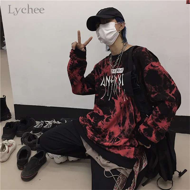Lychee Harajuku, Женская толстовка с галстуком и надписью, весенне-осенние дамские свитшоты, повседневные свободные женские пуловеры с вырезом лодочкой