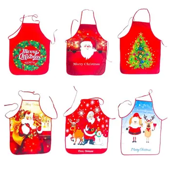

Merry Christmas Tree Santa Claus Snowman Deer Kitchen Apron Bib for Home Cooking Baking Restaurant