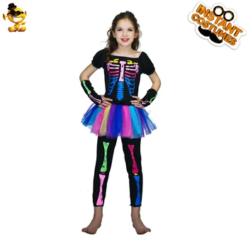 

DSPLAY Halloween Kids-Skeleton Colour Costume Cosplay Carvinal Party Masquerade Little girl‘s’ dress Kids Skull Tutu Dress