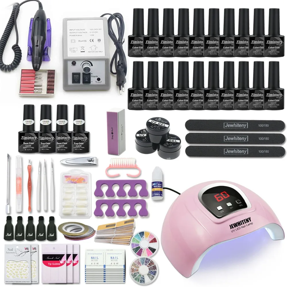 Conjunto de Manicure da Máquina Pces do Unha do Gel Conjunto da Arte do Unha Super do Unha do Unha da Lâmpada do Unha com 120 Conjunto 30 Polonês Ferramenta - 54 w 20 10 Conjuntos e kits