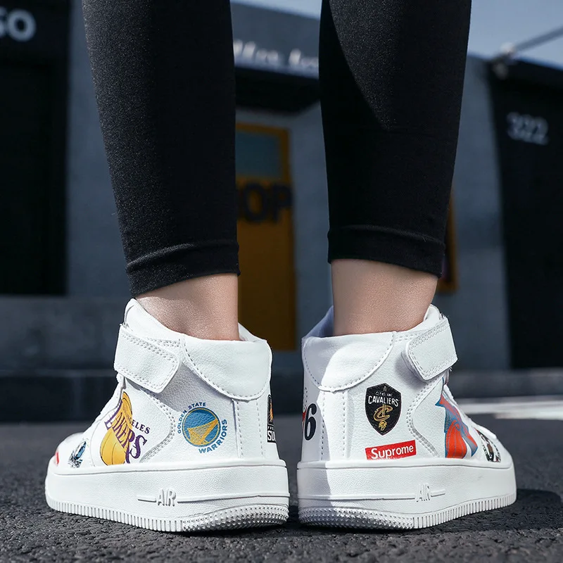 

Hight-top Shoes Men AJ Shoes 2018 Autumn And Winter New Style Air Force One Graffiti Hight-top Korean-style Trend COUPLE'S Shoes