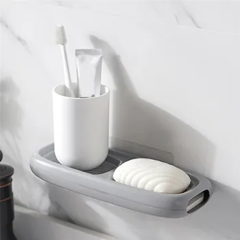 

Multi-purpose Bathroom Soap Tray Wall Hanging Sponge Stand Double-deck Draining Soap Dish Bathroom Accessories