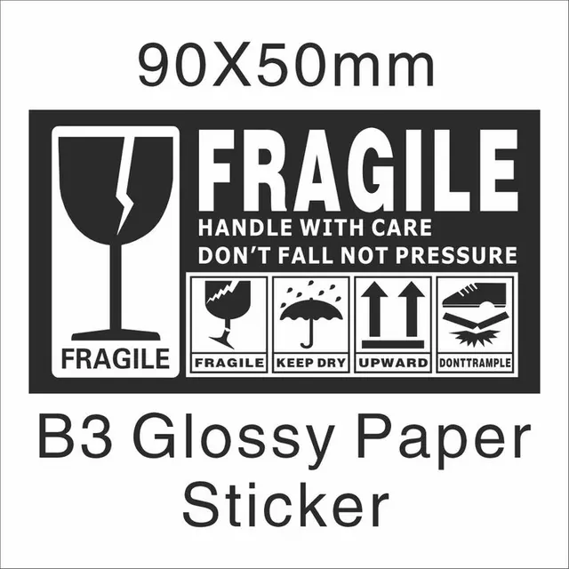 500pcs Lot Fragile Warning Glossy Label Kraft Sticker 9x5cm Fragile Handle Care Keep Dry Black Red Colors Stickers Aliexpress