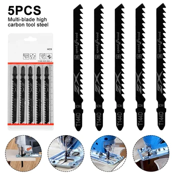 

5pcs T144D Jigsaw Blades Saw Blade for Fast Cutting Straight Wood Sheet Cutting Jig Saw Blade Tool Accessories Woodworking