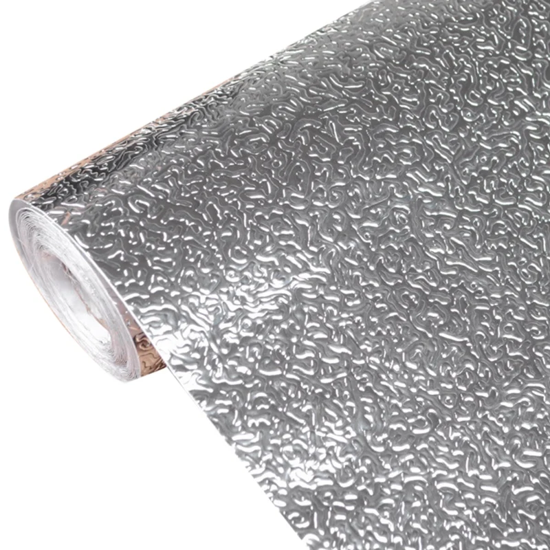 5M Pattern Aluminum Oil Proof Sticker Kitchen Orange Peel Lines Foil Stove Cabinet Waterproof Adhesive Sliver Vinyl Wallpaper Ne | Дом и сад