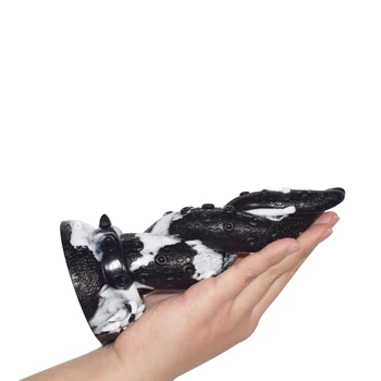 FAAK New large anal plug yellow dragon erotic design twist octopus leg textured silicone suck animal dildo sex toys for women 6