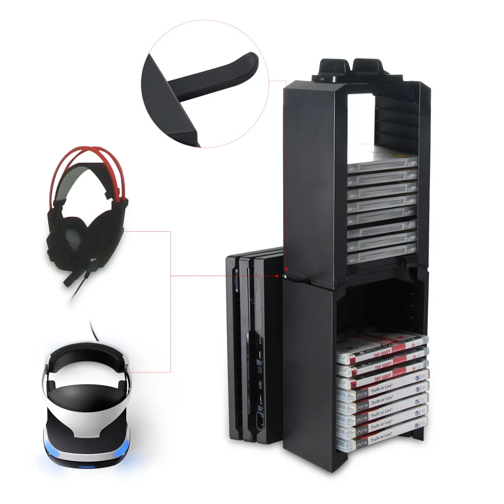 

Ps vr Holder Big Mac Dish Rack Pro Multi-functional Disc Double Box Storage Rack PS4 Video Game Base Accessories