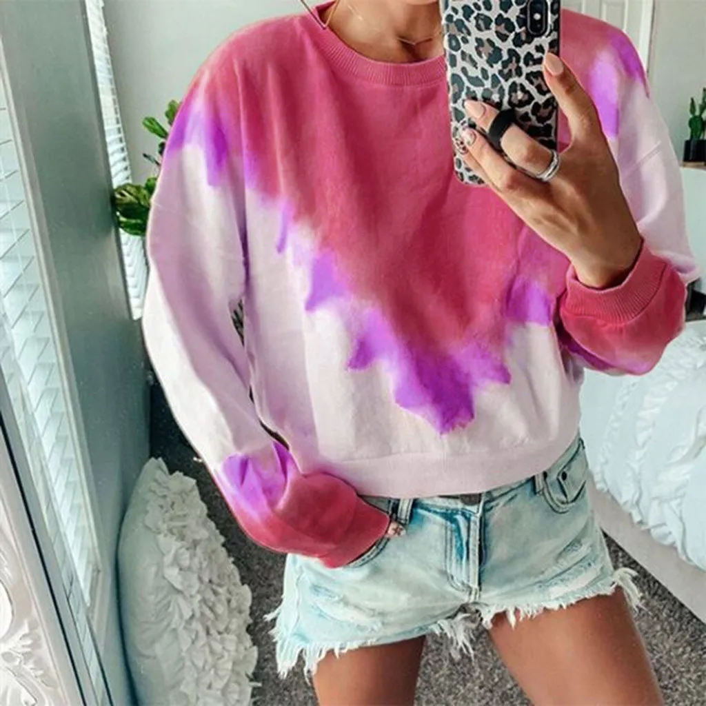 Женская толстовка с длинным рукавом в стиле ретро худи круглым вырезом Осенний