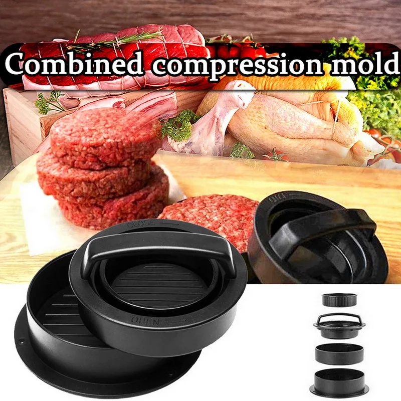 3 in 1 Hamburger Press Round Shape Plastic Meat Beef Grill Patty Maker Mold Kitchen BBQ Tools | Дом и сад