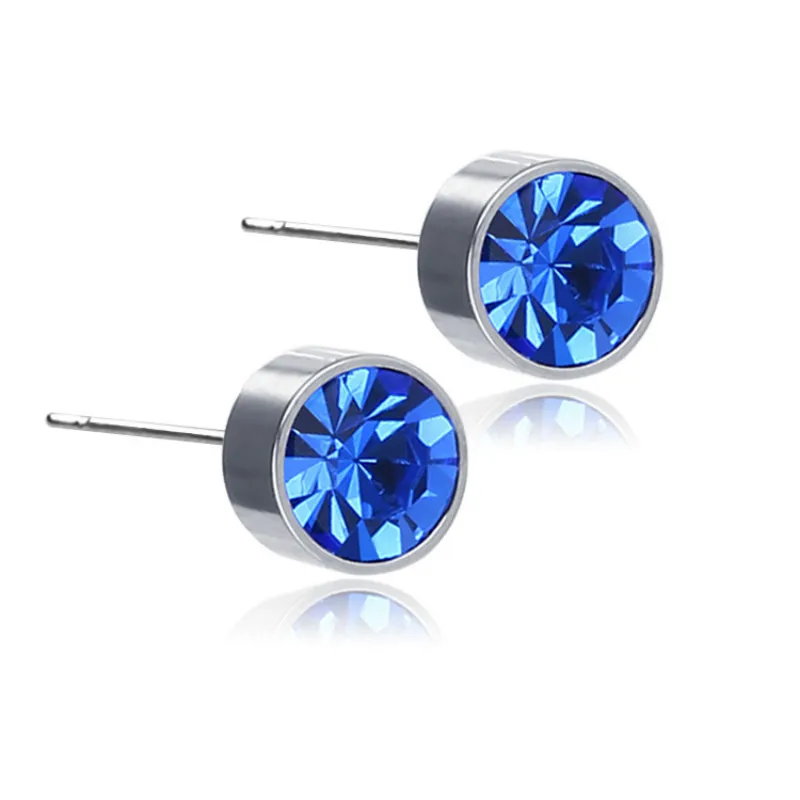 

2019 Style Prevent Allergy Colorful Czech Drill Earrings For Women Men Round Stainless Steel Zircon Stud Earrings Jewelry