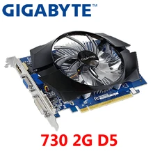 GIGABYTE GT730 2 Гб видеокарта GDDR5 видеокарты для nVIDIA Geforce GPU прочнее, чем GT630 GT710 GT720 GT730-2GB б/у