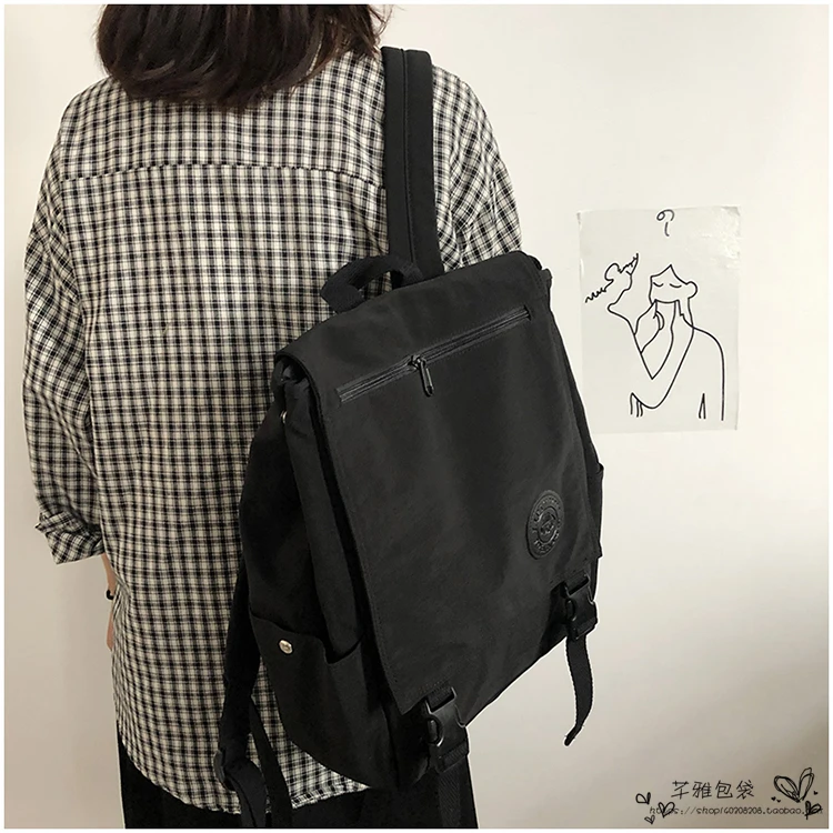 Винтажный холщовый рюкзак женский корейский модный простой ins Harajuku японский однотонный Большой Вместительный Повседневный женский рюкзак
