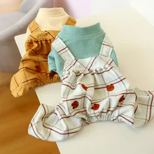 Dog Clothes Plaid Overalls For Small Dog Splicing Pet Cat Autumn And Winter Pet Cute Costume Yorkshire Pet Clothes Coat Jacket
