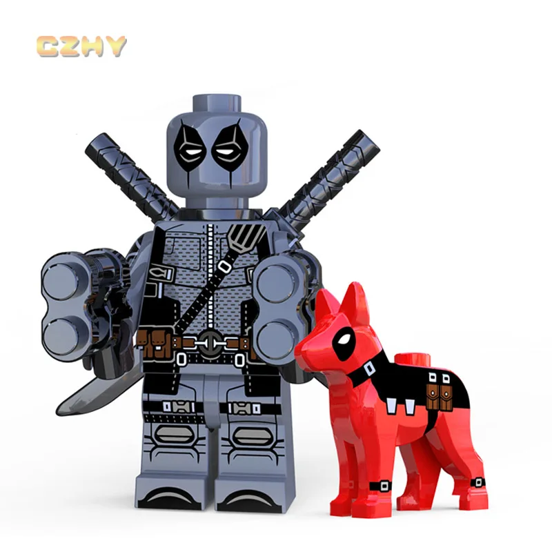 

Grey Deadpool with Dog LEGOEINGLYS MINIFIGURED DC Figures Building Blocks Super Heroes Bricks Chritmas Kids Gifts XP225