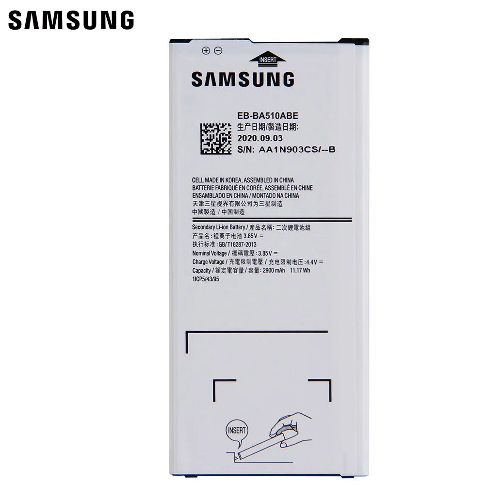 Samsung оригинальный запасной аккумулятор EB BA510ABE для GALAXY A5 2016 версия A510 аутентичная