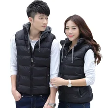 Осенне-зимний хлопковый жилет с искусственным пухом в стиле контрастного цвета с капюшоном, мужской повседневный жилет, теплый хлопковый жилет a Generation