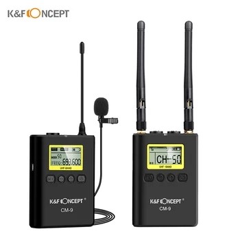 

K&F CONCEPT Wireless Lavalier Lapel Microphone Mic System 1 Transmitter 1 Receiver LCD Display For DSLR Camera Phone Camcorder