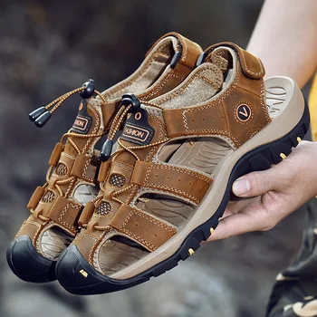 

Summer Men's Sandals 2020 New Outdoor Trendy Breathable Male Flat Running Sandals Casual Hook&Loop Male Beach Shoes 38-48 Size