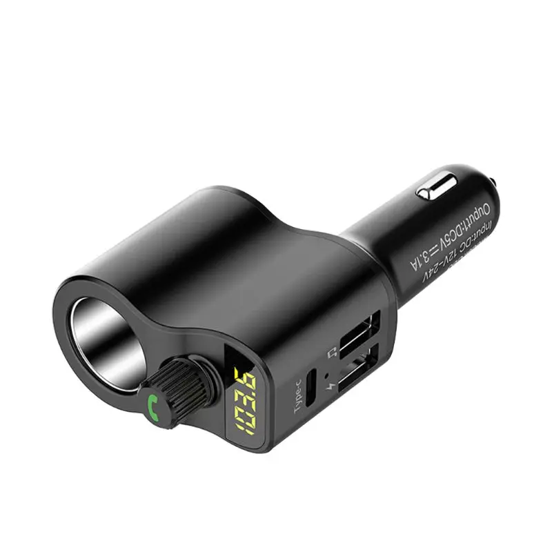 1 Pc Car Cigarette Lighter Socket Bluetooth MP3 Player Handsfree 3 USB