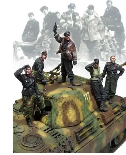 Модель 1/35 года, нецветная старинная модель танка(5 фигурок без танка), большой набор игрушек, модель из смолы, миниатюрная фигурка из смолы, Неокрашенная