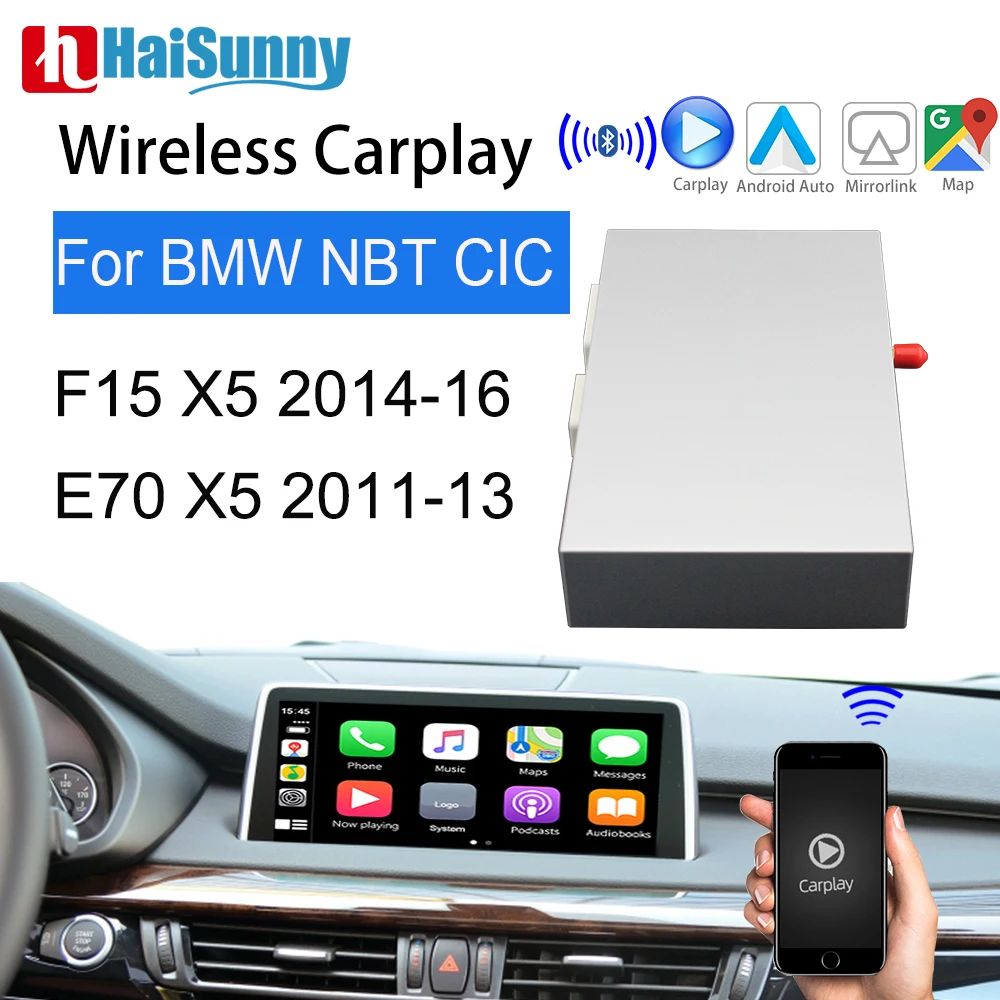 

Wireless Carplay Decoder Support Android Auto Multimedia Reverse Camera Adapter For BMW CIC NBT 2011-2013-2016 X5 F15 E70