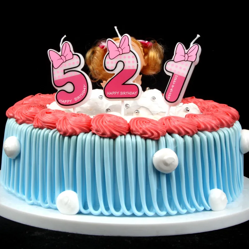 New Birthday Number Candles Cartoon Pink minnie Candle Cake Cupcake Topper Party Birthday Cake Candle Party Decoration Supply