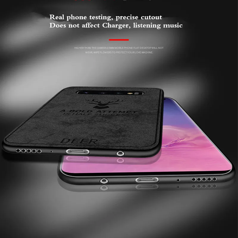 50 шт./партия чехол для телефона с головой оленя для samsung Galaxy A6 Plus A7 A750 A8 A830 A9 A9S Pro тканевая задняя крышка с зернистой поверхностью Fundas