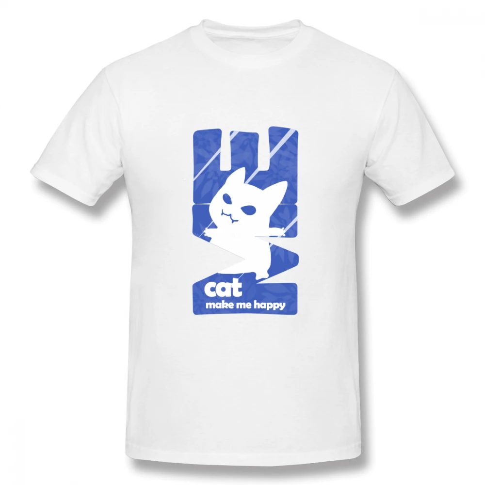 

100% cotton Cats Make Me Happy Not So Much print casual mens o-neck t shirts fashion Men's Basic Short Sleeve T-Shirt