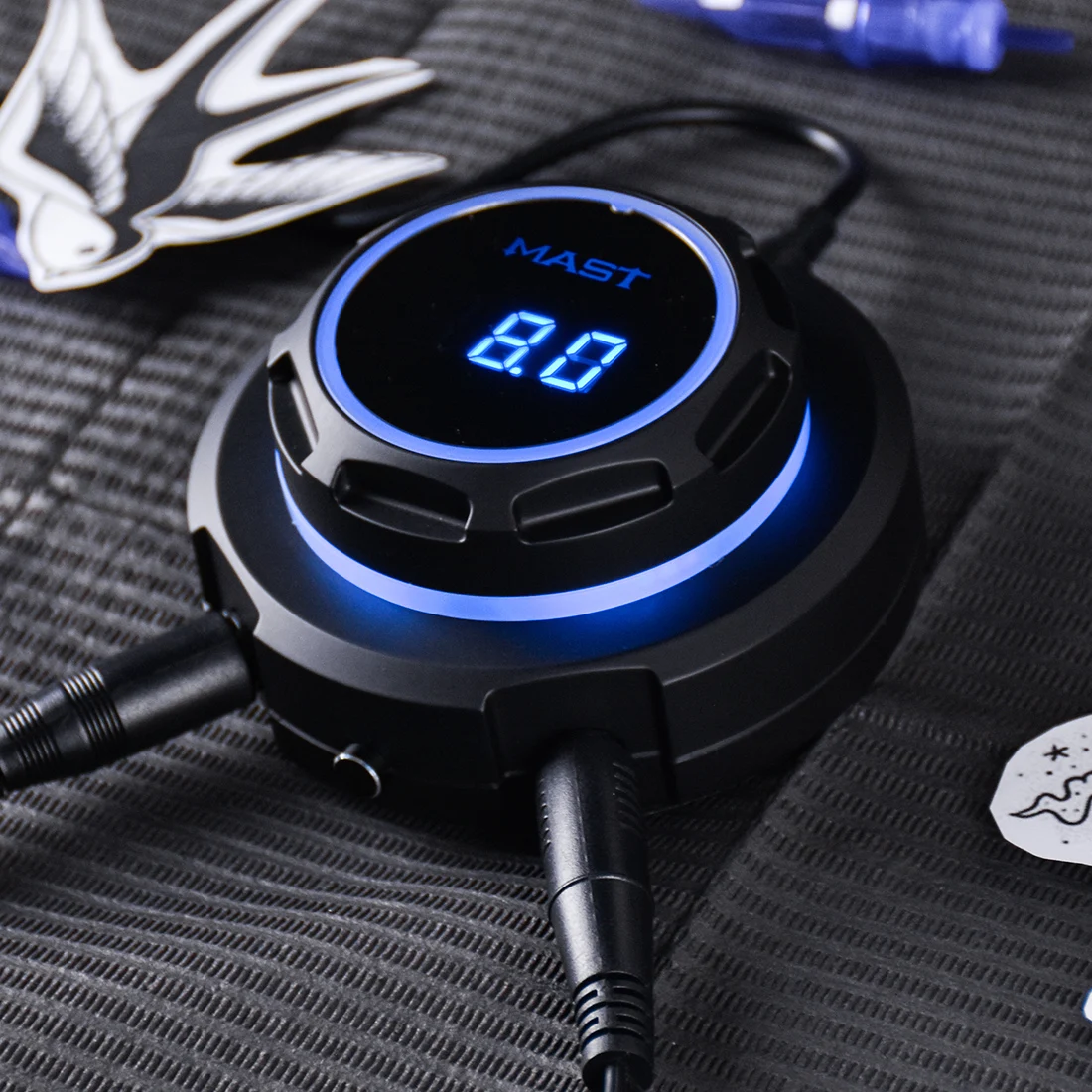 Mast OLED White Display Screen Power Supply Set with Mini Foot Pedal Clip Cord Accessories Tattoo Studio Supply