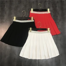 Новинка, водоотталкивающая плиссированная юбка половинной длины на талии, короткая юбка, маленькая черная юбка