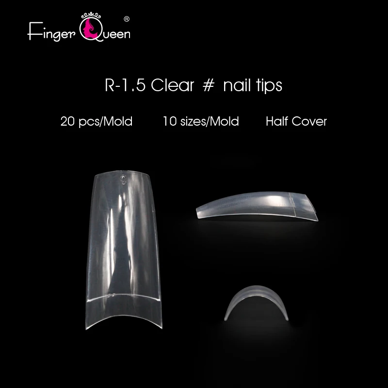 Finger queen 100PSS+ коробка половинные накладные ногти УФ-гель UItra гибкий размер#0-#9-упаковка из 100 накладных ногтей - Цвет: R-1.5-C