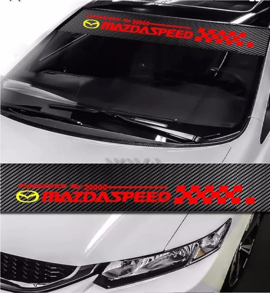 

For MAZDASPEED Windshield Carbon Fiber Vinyl Banner Decal Sticker 4 Mazda Speed