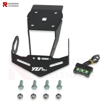 

Motorcycle Angle Aluminum License Number Plate Frame Holder Bracket LED Light FOR YAMAHA YZF R15 V3 YZFR15 2017-2020 2018 2019