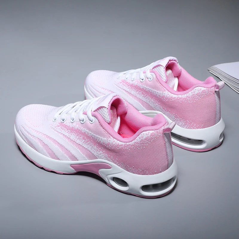 

Fashion Women Air Cushion Running Shoes Breathable Sneakers Lace Up Tennis Shoes Sports Light Multicolor