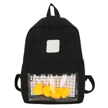 

Harajuku Clear Canvas Women Backpacks School Bags For Teenage Girls Female High Quality Travel Ducks Backpack Bookbag Mochila