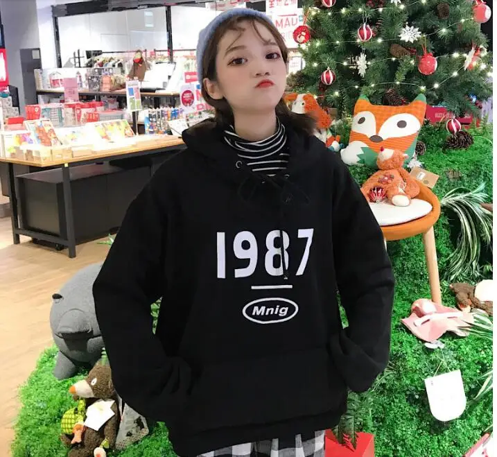 Sudaderas mujer осенние модные толстовки с капюшоном для женщин Корейский Ulzzang Harajuku флисовая свободная толстовка с капюшоном