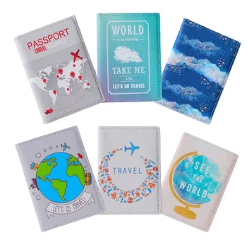 

Originality Travel World Series Passport Cover Leather Bank Credit Card Case Ticket Folder Men/Women Travel Passport Holder