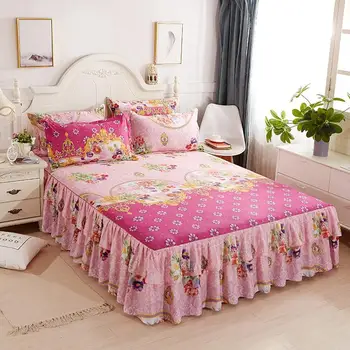 

24 3pcs Floral Fitted Sheet Cover Bedspread Bedroom Bed Cover Skirt Housewarming Bedcover Single Full Queen Bedspread Bed Sheets